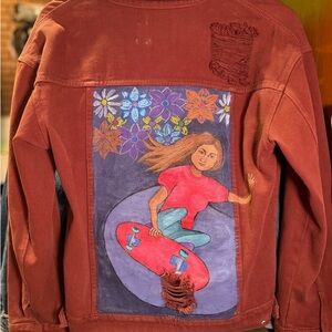Hand Painted Skater Girl Denim Jacket